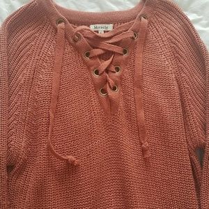 Lace up cuff detail burnt orange thick thigh lengt